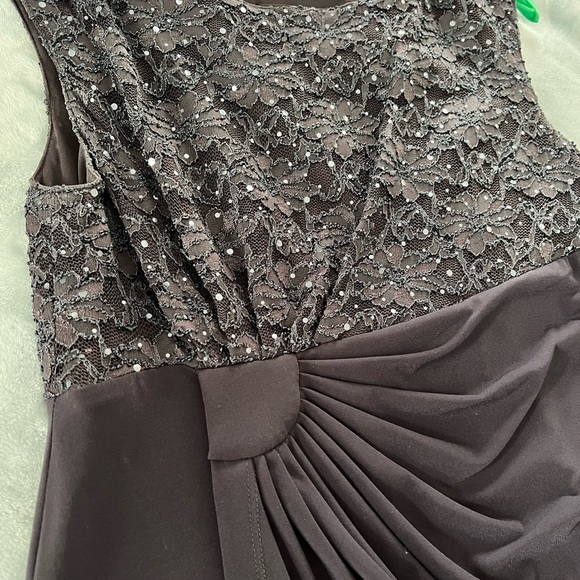 Deep Gray Dress with sequence and shirring on top. - Picture 2 of 7